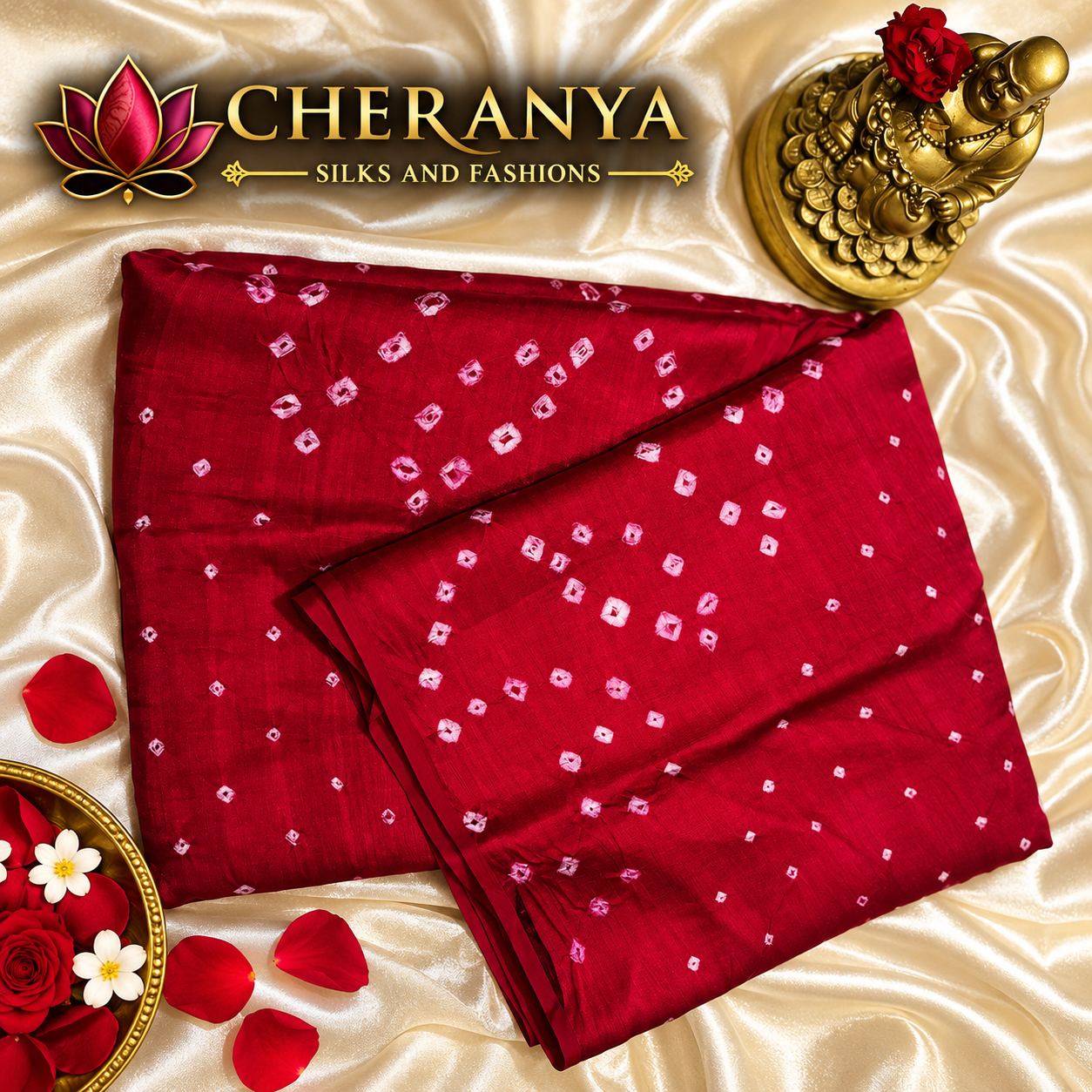 Cheranya Silk With Roses And Gold — Designer/ Party Wear Sarees