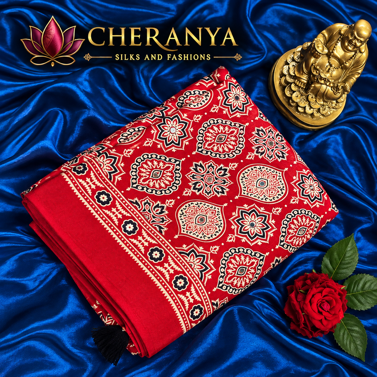 Cheranya Silks Royal Red Textile Display — Designer/ Party Wear Sarees