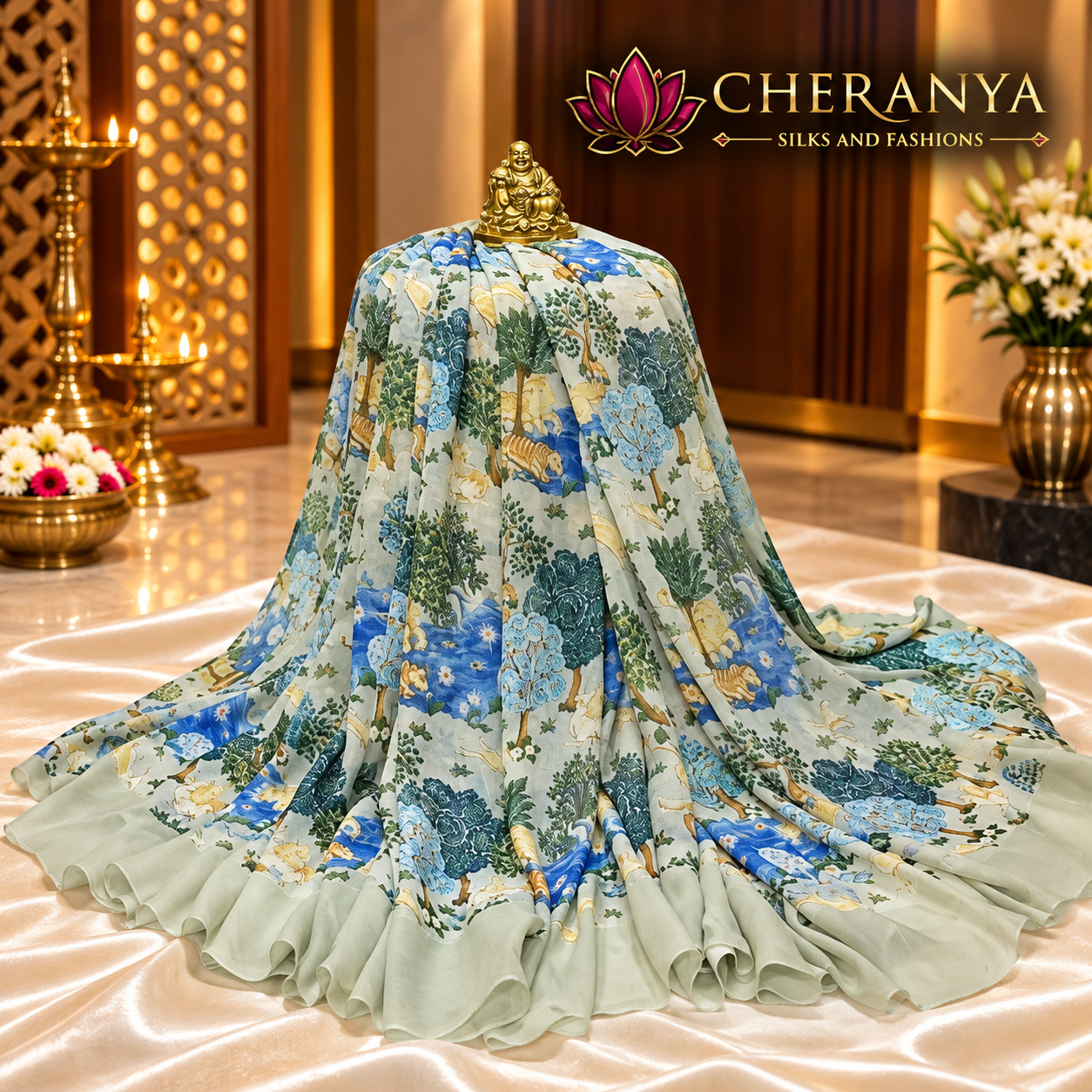Luxury Mint Saree Showroom Display — Designer/ Party Wear Sarees