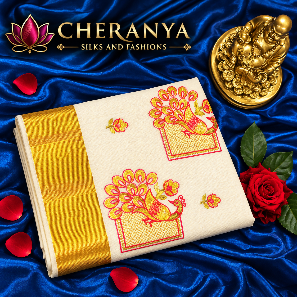 Cheranya Silk Elegance In Royal Bluet — Cotton Sarees