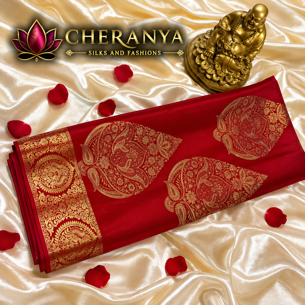 Cheranya Silk Satin And Gold — Pure Mysore Crepe